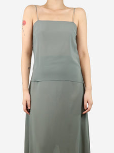 Christian Dior Greyish green silk camisole - size UK 8