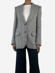 Stella McCartney Black Herringbone wool-blend blazer - size UK 4