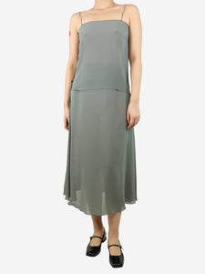 Christian Dior Grey silk midi skirt - size UK 8