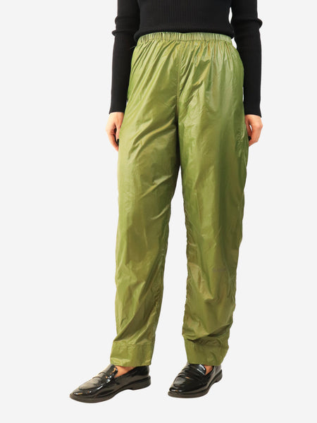 Green elasticated nylon trousers - size UK 10 product image