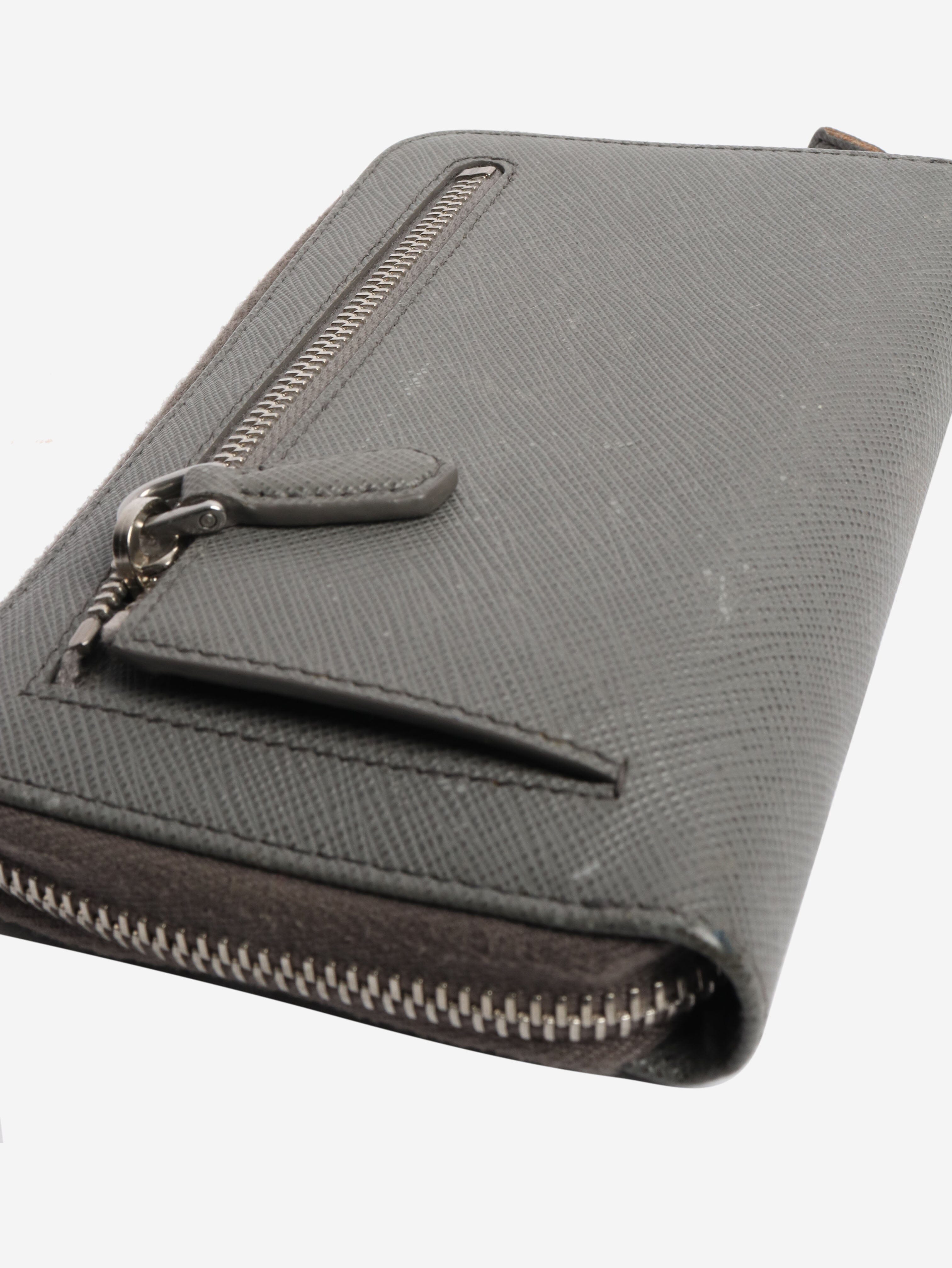 Grey Saffiano zip wallet Wallets, Purses & Small Leather Goods Prada 
