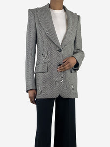 Stella McCartney Black Herringbone wool-blend blazer - size UK 4