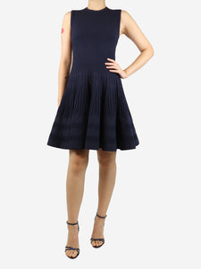 Alaia Navy blue ribbed tank dress - size UK 12