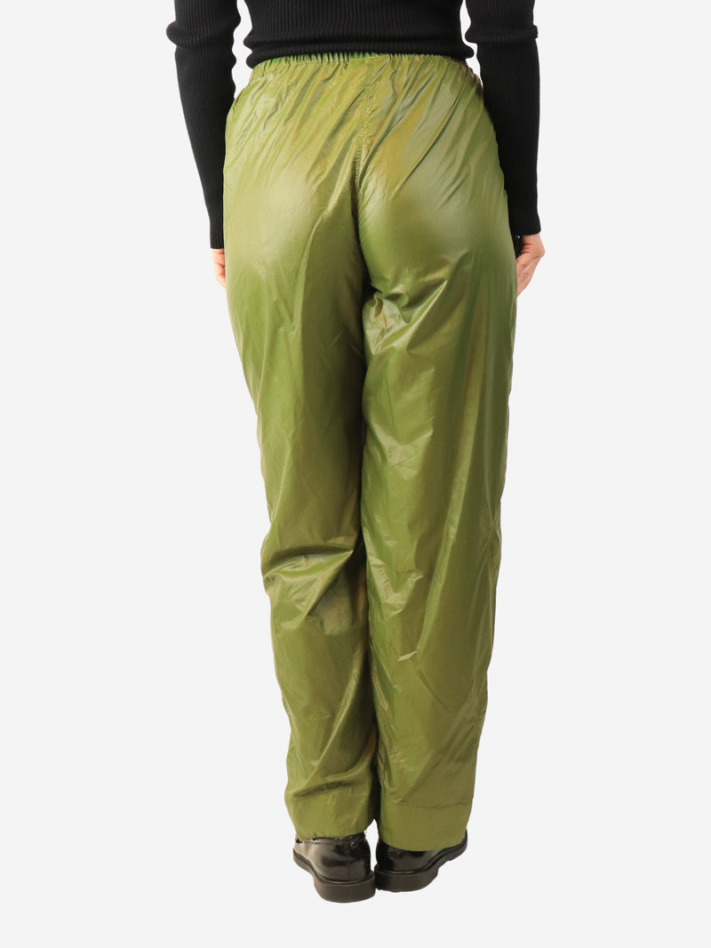 Green elasticated nylon trousers - size UK 10 Trousers Ganni 