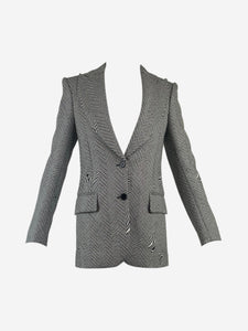 Stella McCartney Black Herringbone wool-blend blazer - size UK 4