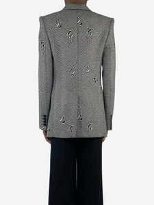 Stella McCartney Black Herringbone wool-blend blazer - size UK 4