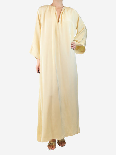 Butter yellow silk crepe dress - size UK 12 product image