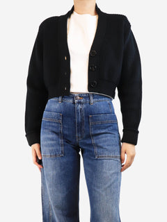 Black cropped ribbed cardigan - size UK 8 Knitwear Victoria Beckham 
