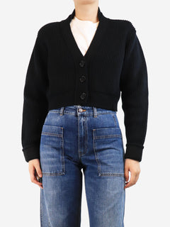 Black cropped ribbed cardigan - size UK 8 Knitwear Victoria Beckham 