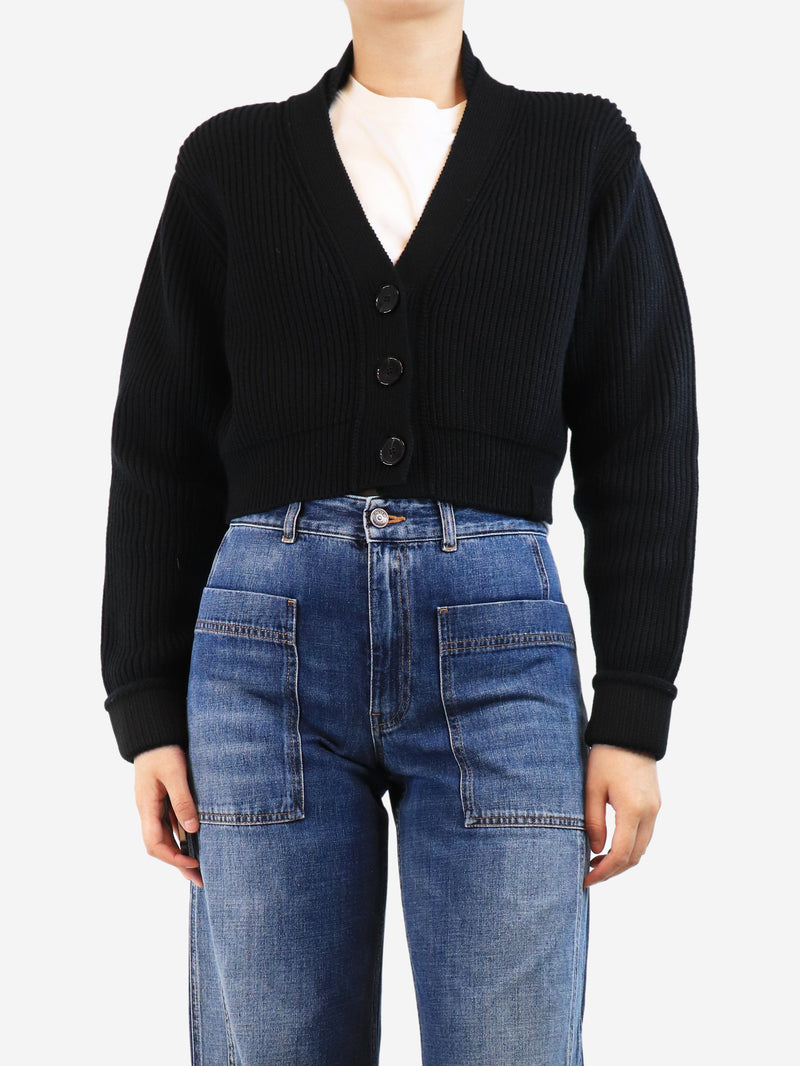 Black cropped ribbed cardigan - size UK 8 Knitwear Victoria Beckham 
