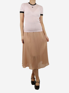 Christian Dior Peach silk midi skirt - size UK 8