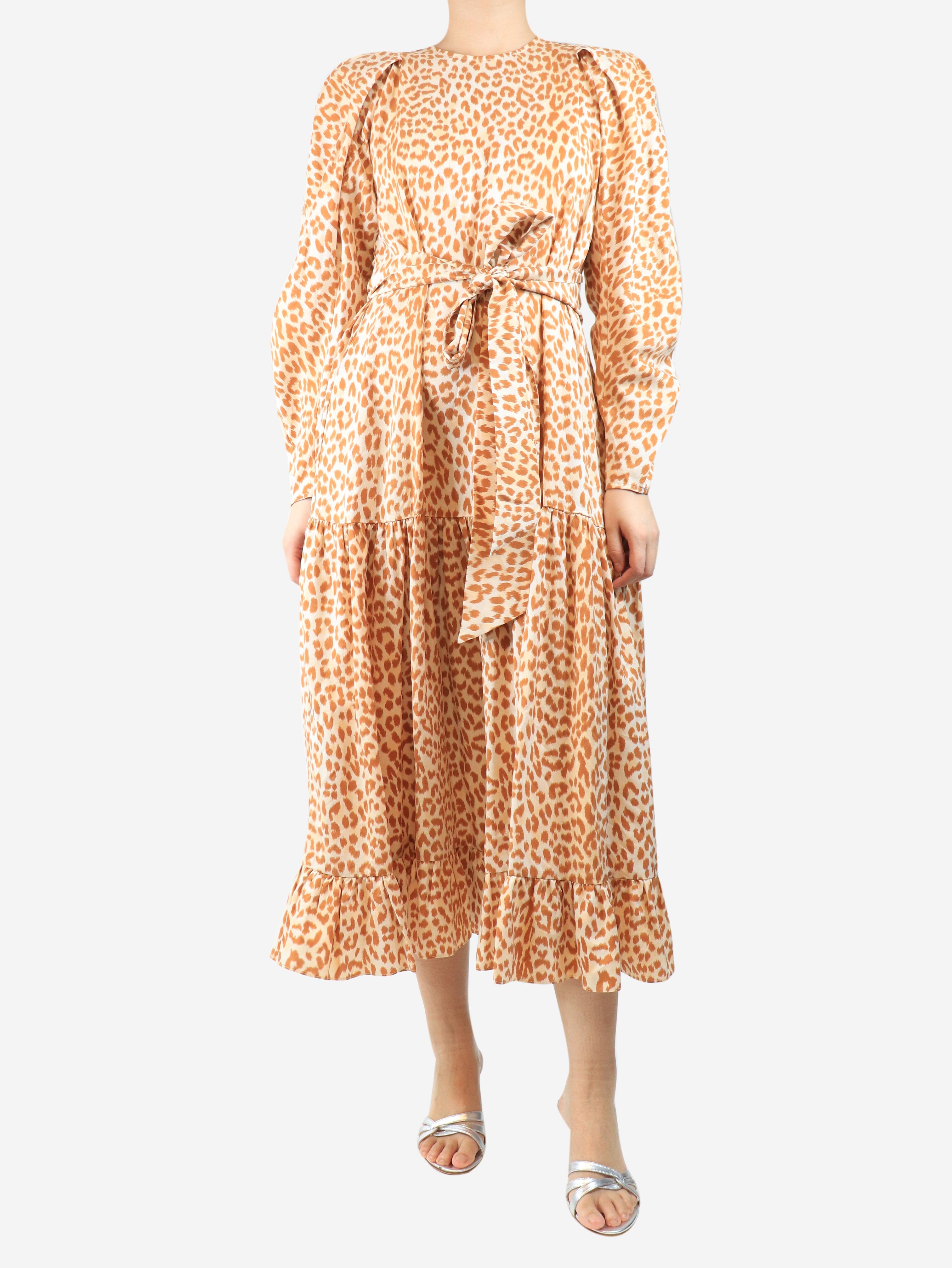 Orange leopard printed midi dress - size UK 10 Dresses Ulla Johnson 