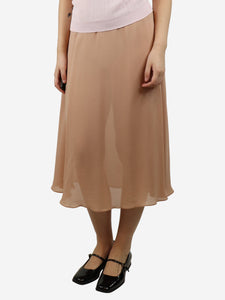 Christian Dior Peach silk midi skirt - size UK 8