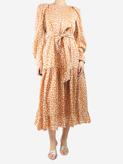 Orange leopard printed midi dress - size UK 10 Dresses Ulla Johnson 