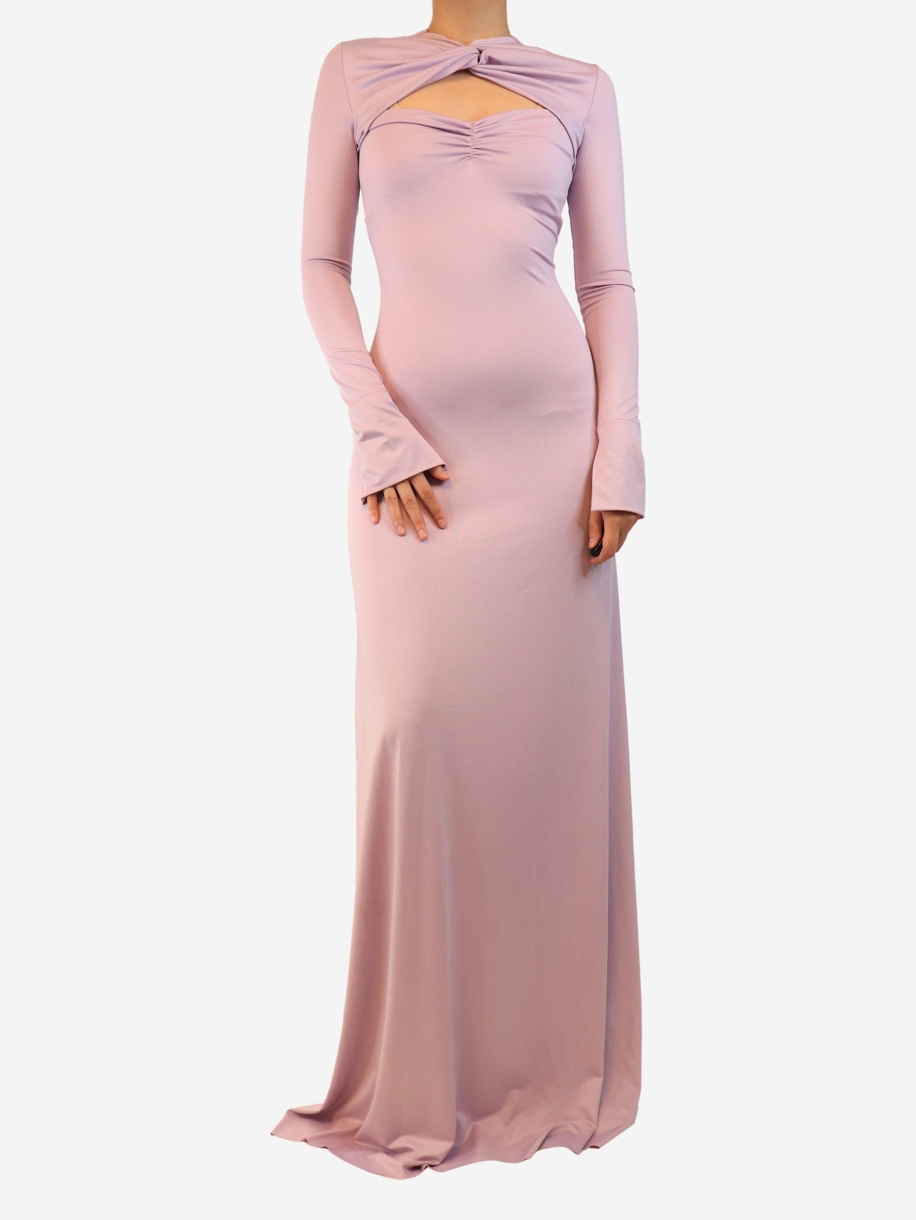 Lilac long sleeve knot detail evening dress - size UK 8 Dresses Victoria Beckham 