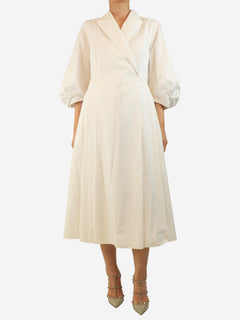 White cotton midi dress - size UK 16