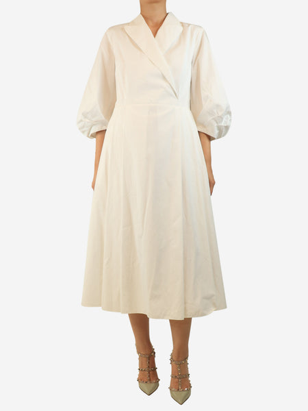 White cotton midi dress - size UK 16 product image