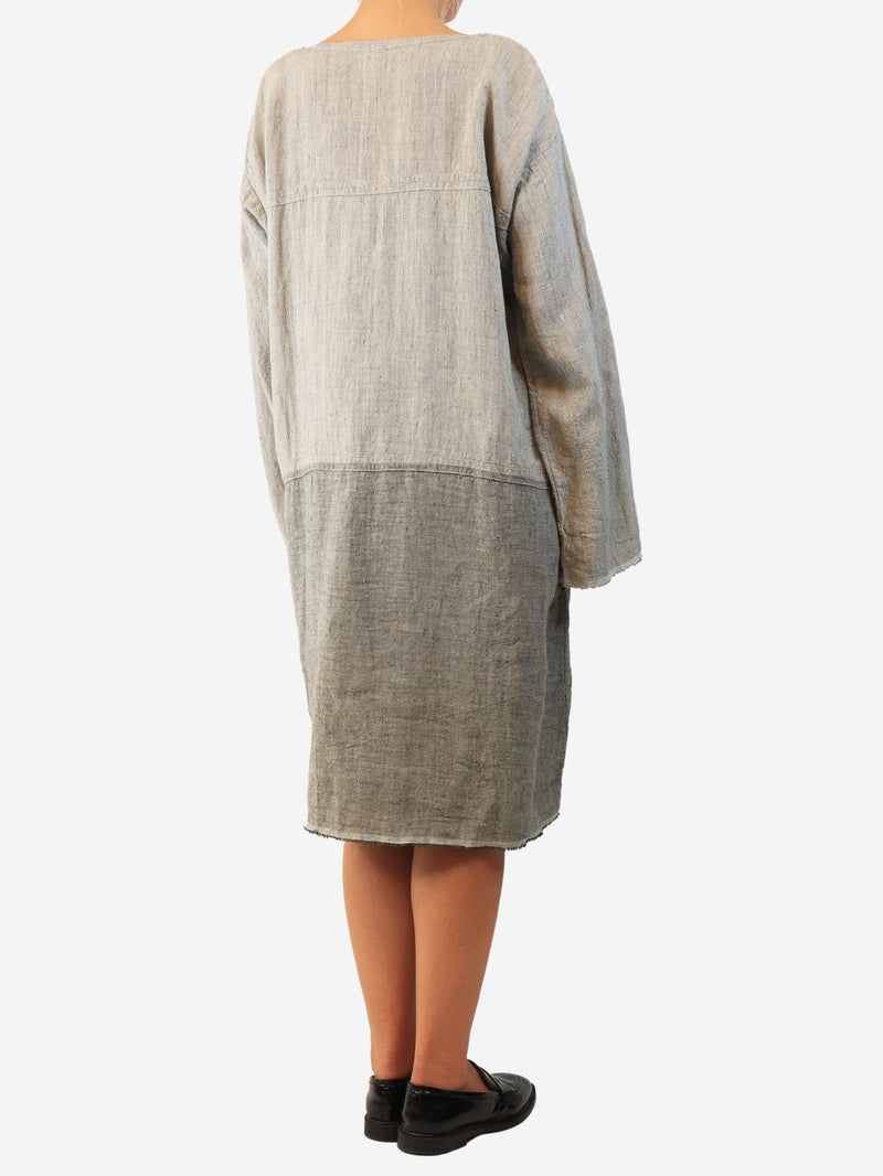 Grey long-sleeved linen midi dress - size M Dresses Dosa 