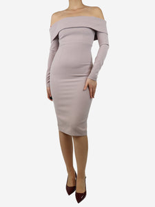 Safiyaa Lilac off-shoulder midi dress - size UK 10