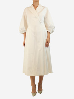 White cotton midi dress - size UK 16