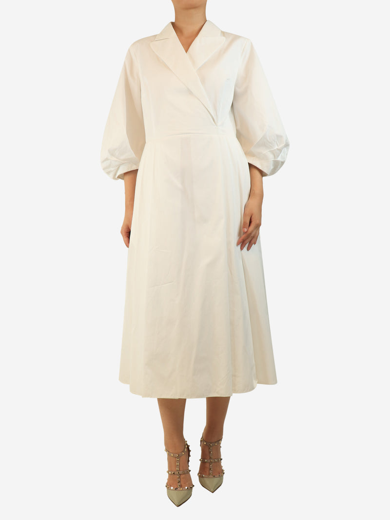 White cotton midi dress - size UK 16
