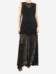 Diane Von Furstenberg Black sleeveless lace maxi dress - size UK 10