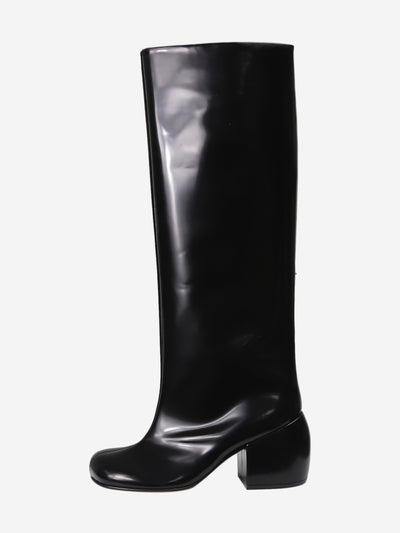 Black knee high leather boots - size EU 39 Boots Dries Van Noten 