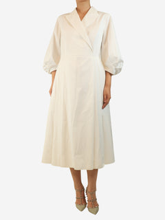 White cotton midi dress - size UK 16