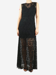 Diane Von Furstenberg Black sleeveless lace maxi dress - size UK 10