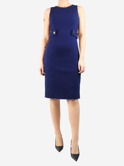 Blue sleeveless wool crepe midi dress - size UK 12 Dresses Michael Kors Collection 