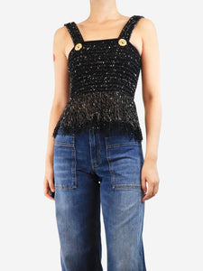 Balmain Black sequin crochet top - size UK 8
