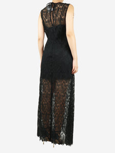 Diane Von Furstenberg Black sleeveless lace maxi dress - size UK 10