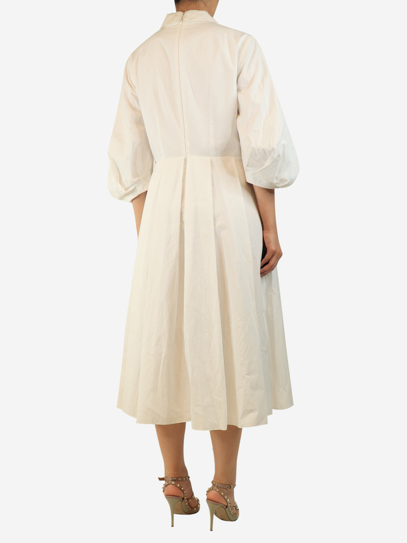 White cotton midi dress - size UK 16