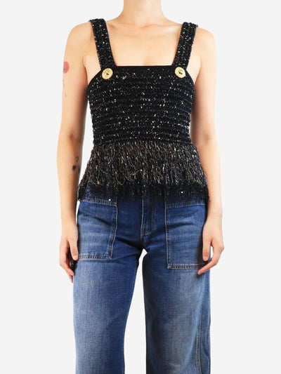 Black sequin crochet top - size UK 8 Tops Balmain 