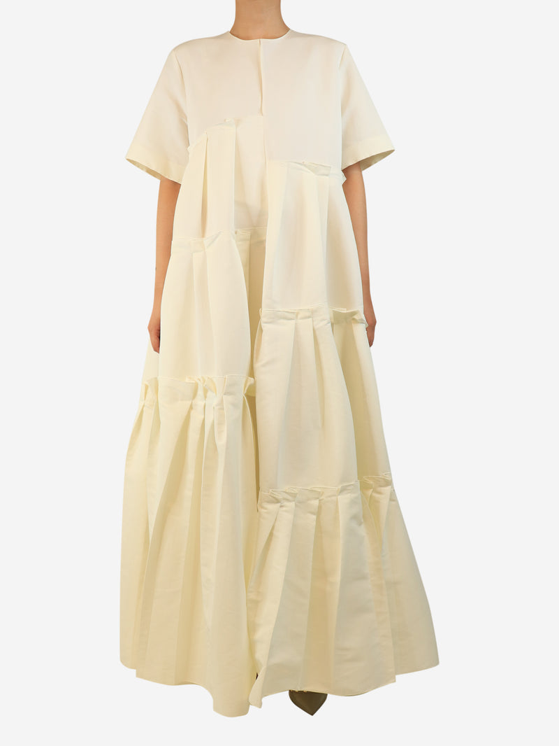White tiered ruffle gown - size UK 12