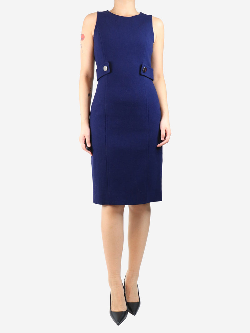 Blue sleeveless wool crepe midi dress - size UK 12 Dresses Michael Kors Collection 