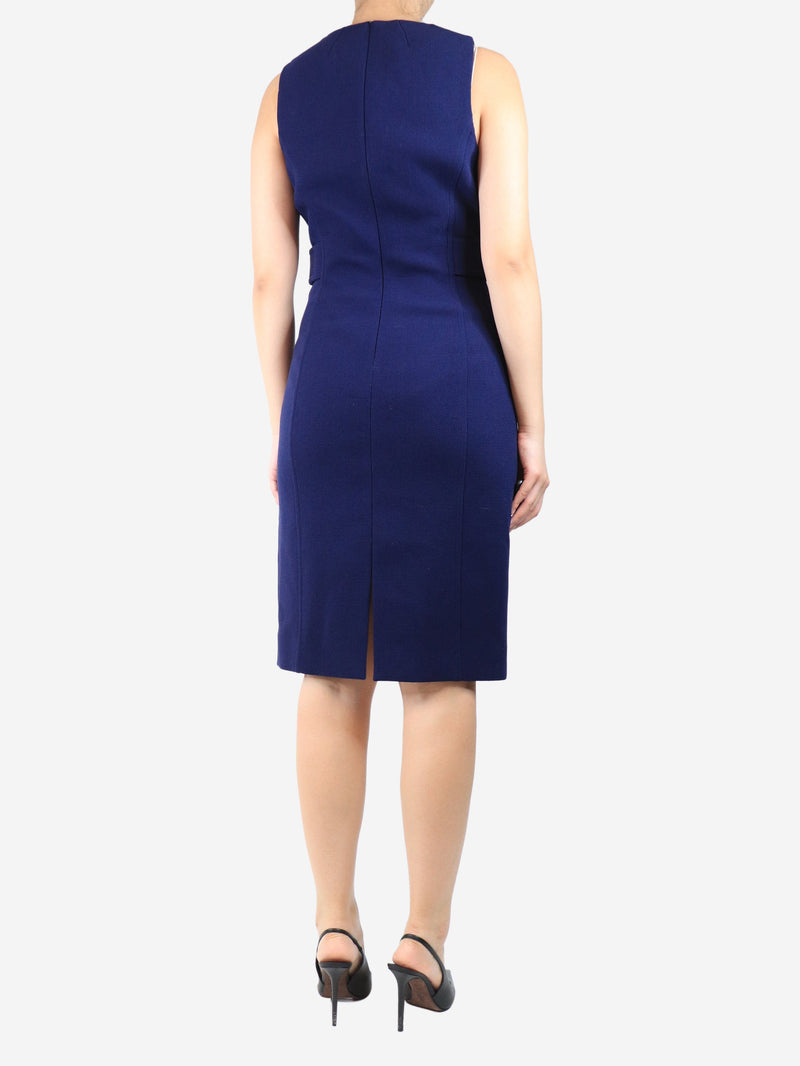 Blue sleeveless wool crepe midi dress - size UK 12 Dresses Michael Kors Collection 