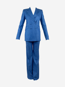 Gabriela Hearst Blue wool-blend jacket and trouser set - size UK 6