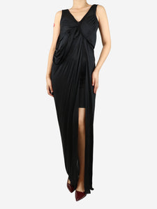 Christian Dior Black asymmetric draped dress - size UK 10