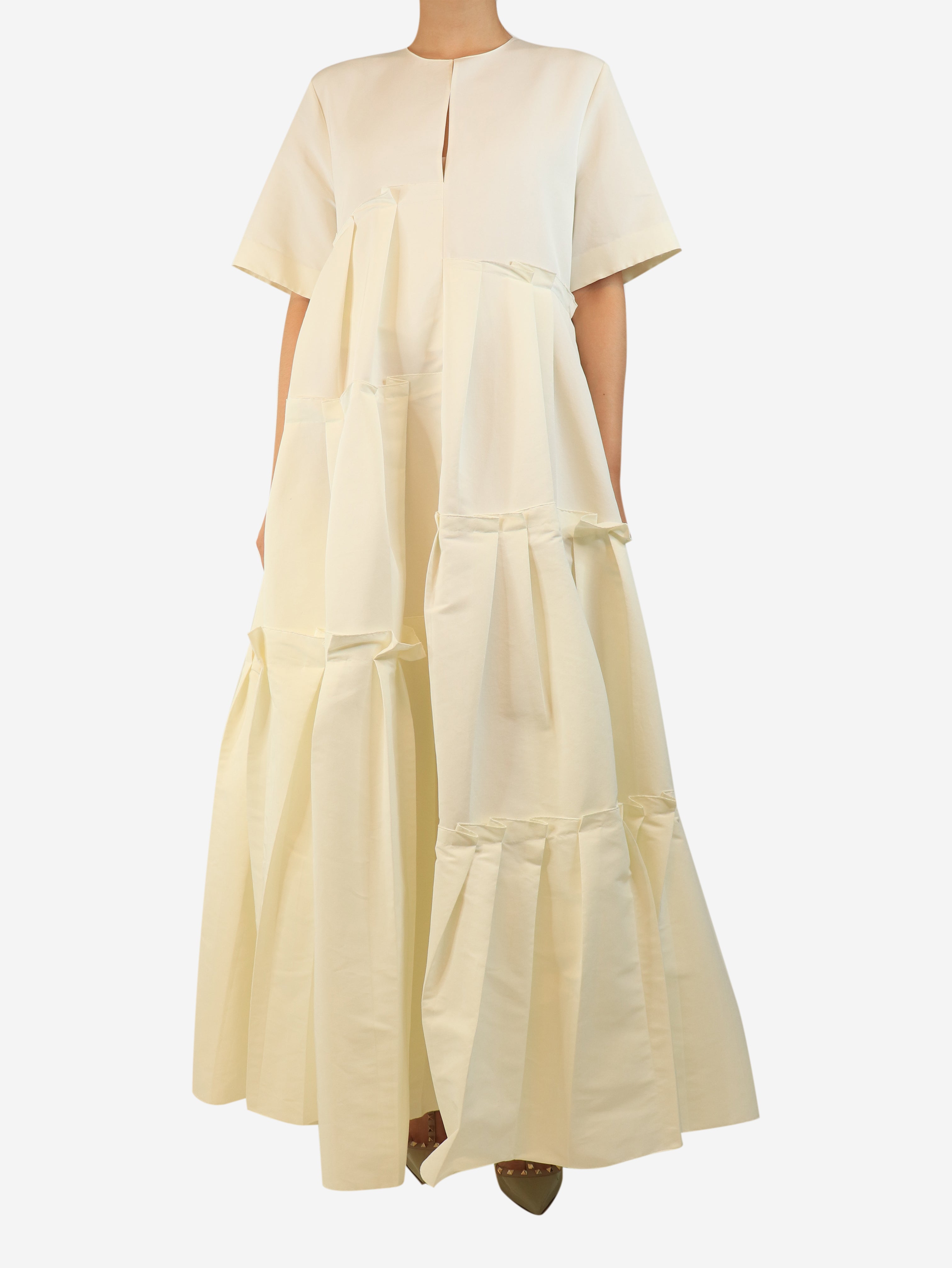 White tiered ruffle gown - size UK 12