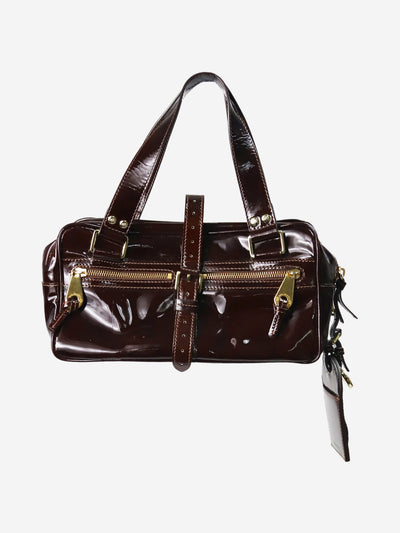 Dark brown patent leather handbag Top Handle Bags Mulberry 