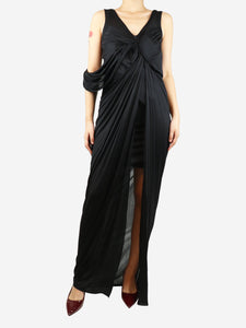 Christian Dior Black asymmetric draped dress - size UK 10