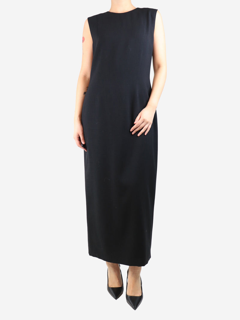 Black sleeveless wool midi dress - size UK 12 Dresses La Collection 