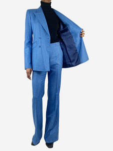 Gabriela Hearst Blue wool-blend jacket and trouser set - size UK 6