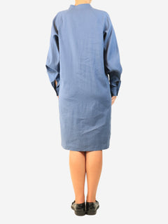 Blue long-sleeved anagram linen dress - size Dresses Loewe 