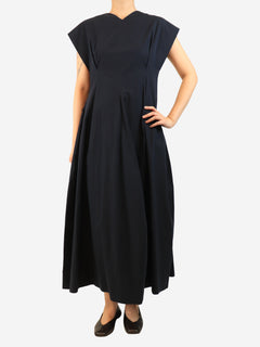 Navy poplin maxi dress - size UK 12