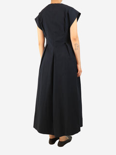 Navy poplin maxi dress - size UK 12