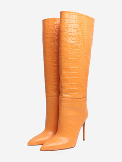 Orange reptile effect knee high leather boots - size EU 40 Boots Paris Texas 