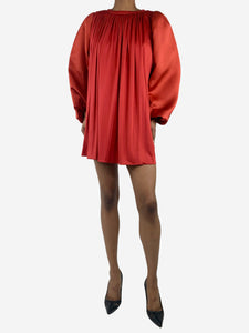 Giambattista Valli Red puff-sleeved pleated mini dress - size M