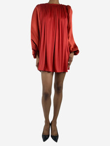 Giambattista Valli Red puff-sleeved pleated mini dress - size M